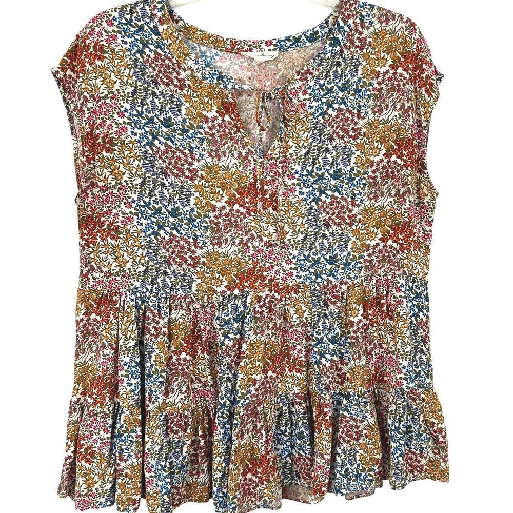 Jane and Delancey Floral Peplum Blouse in White, Blue, Mustard, Rust